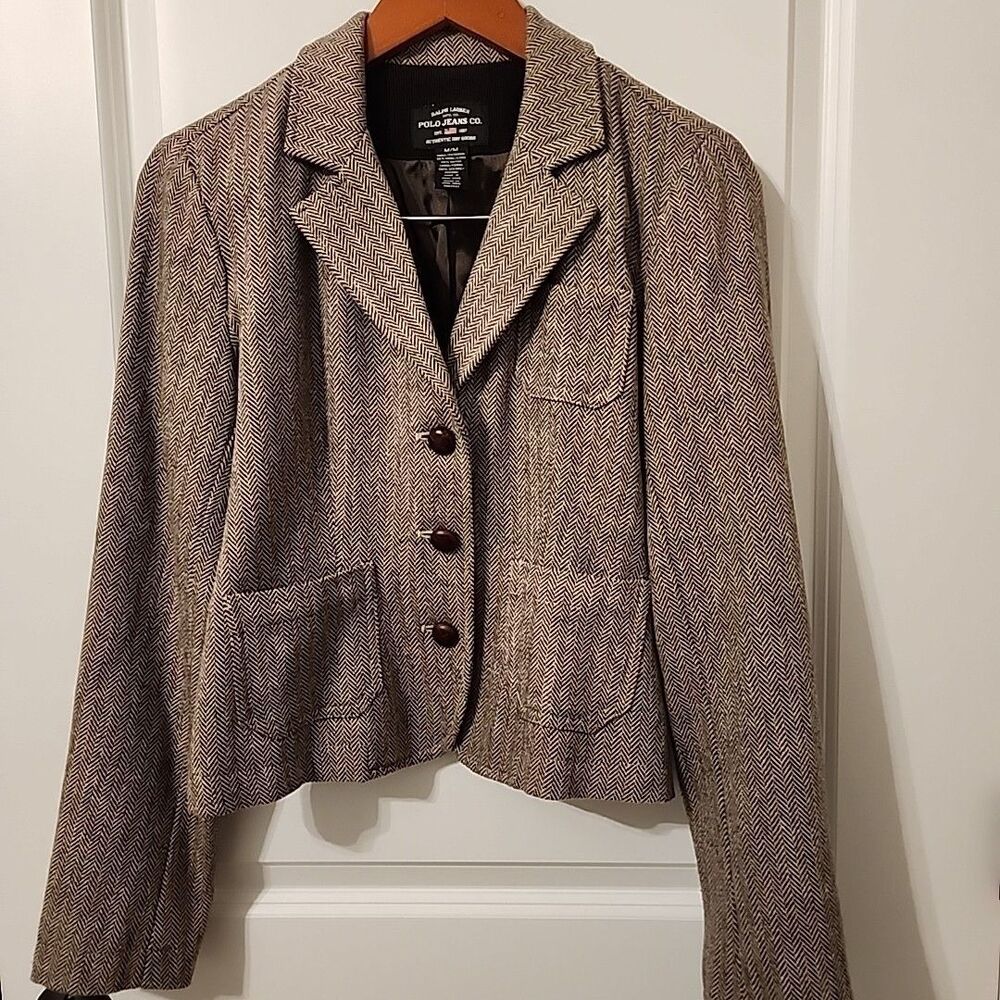 Polo by Ralph Lauren Brown Herringbone Blazer
